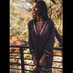 Trovata Birds of Paradis Tier Prairie Bohemian Silk Blend‎ Dress Size Large